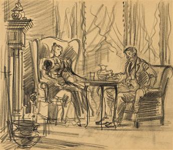 J. HAYSE GOODWIN (DATES UNKNOWN) Concept art and storyboard drawing for Will Rogers movies.